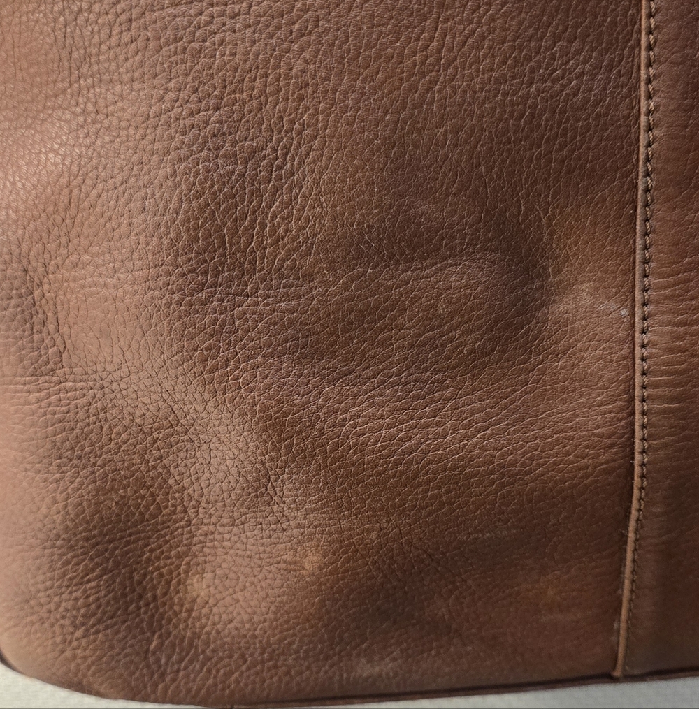 Liz Claiborne Vintage Brown Leather Tote Bag Messenger - Picture 8 of 16